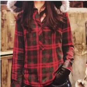 Cabi #3587 Red Plaid Cunningham Pullover Shirt Size Small